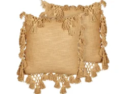 Hot Beliani Set di 2 cuscini OLEARIA Cotone 45 x 45 cm sabbia Tinta unita Beige