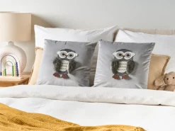 New Beliani Set di 2 cuscini OPHRYS Velluto 45 x 45 cm Grigio Bianco Grigio Marrone