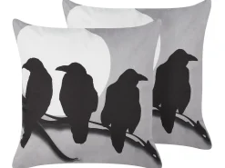 Best Beliani Set di 2 cuscini ORADEA Velluto 45 x 45 cm Grigio Trama animale Bianco Grigio Nero