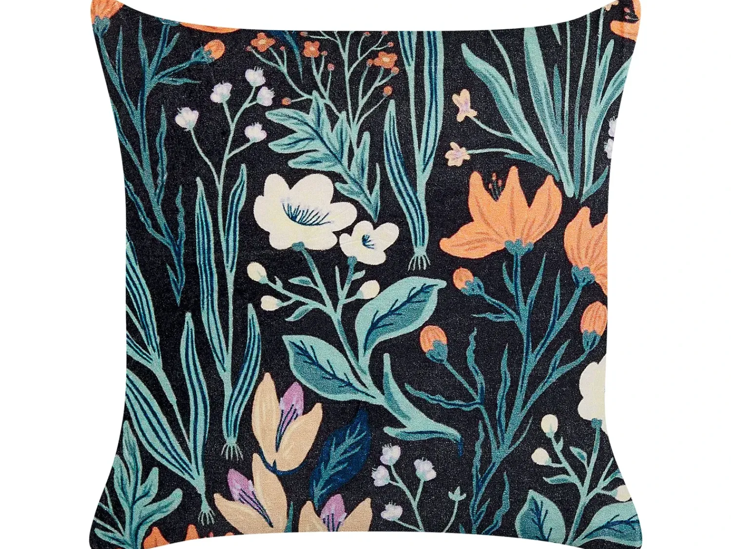 Best Beliani Set di 2 cuscini OSMUNDA Velluto 45 x 45 cm Nero Trama floreale Arancione Verde Nero