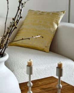 Outlet Beliani Set di 2 cuscini OUJDA Cotone 50 x 50 cm Trama geometrica Oro