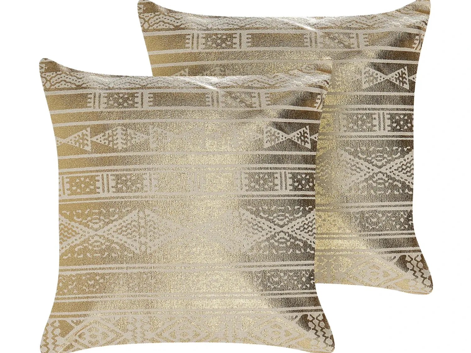 Outlet Beliani Set di 2 cuscini OUJDA Cotone 50 x 50 cm Trama geometrica Oro