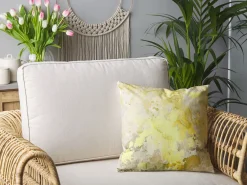 Clearance Beliani Set di 2 cuscini PACHIRA Cotone 45 x 45 cm Giallo Trama astratta Bianco Giallo Grigio
