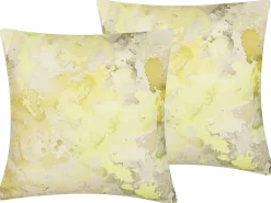 Clearance Beliani Set di 2 cuscini PACHIRA Cotone 45 x 45 cm Giallo Trama astratta Bianco Giallo Grigio