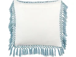 Online Beliani Set di 2 cuscini PALLIDA Cotone 45 x 45 cm Blu Trama floreale Bianco Blu Grigio