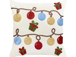Beliani Set di 2 cuscini PALMIER Velluto 45 x 45 cm Bianco sporco Modello natalizio Bianco Blu Giallo Nero Rosso Verde
