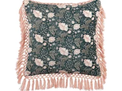 New Beliani Set di 2 cuscini PARROTIA Velluto 45 x 45 cm Foglia di tè Trama floreale Blu Rosa