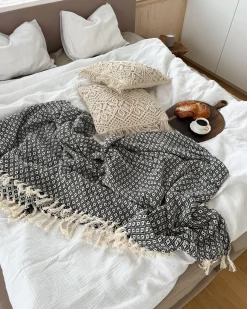 Beliani Set di 2 cuscini PATTAN Cotone 45 x 45 cm Trama geometrica Beige