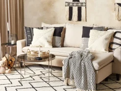 Online Beliani Set di 2 cuscini PELLAEA Cotone 45 x 45 cm chiaro Trama geometrica Beige