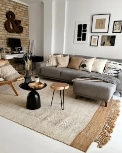 Online Beliani Set di 2 cuscini PELLAEA Cotone 45 x 45 cm chiaro Trama geometrica Beige