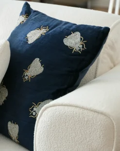 New Beliani Set di 2 cuscini PENTAS Velluto 45 x 45 cm Blu marino Trama animale Blu Argento