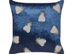 New Beliani Set di 2 cuscini PENTAS Velluto 45 x 45 cm Blu marino Trama animale Blu Argento