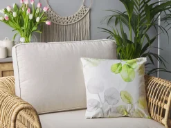 Beliani Set di 2 cuscini PEPEROMIA Cotone 45 x 45 cm Bianco Trama di piante Bianco Grigio Verde