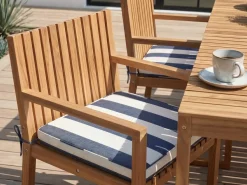 New Beliani Set di 8 cuscini per sedie SASSARI 46 x 46 cm Blu marino Bianco Blu