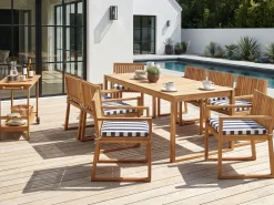 New Beliani Set di 8 cuscini per sedie SASSARI 46 x 46 cm Blu marino Bianco Blu