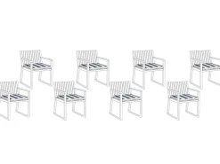 New Beliani Set di 8 cuscini per sedie SASSARI 46 x 46 cm Blu marino Bianco Blu