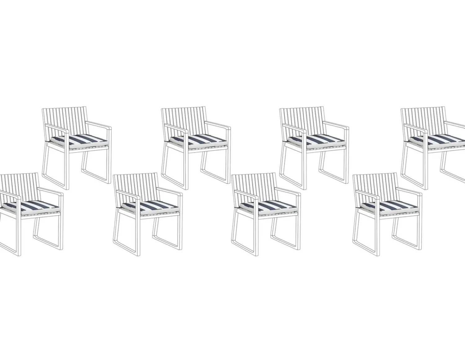 New Beliani Set di 8 cuscini per sedie SASSARI 46 x 46 cm Blu marino Bianco Blu