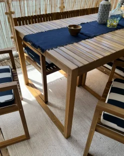 New Beliani Set di 8 cuscini per sedie SASSARI 46 x 46 cm Blu marino Bianco Blu