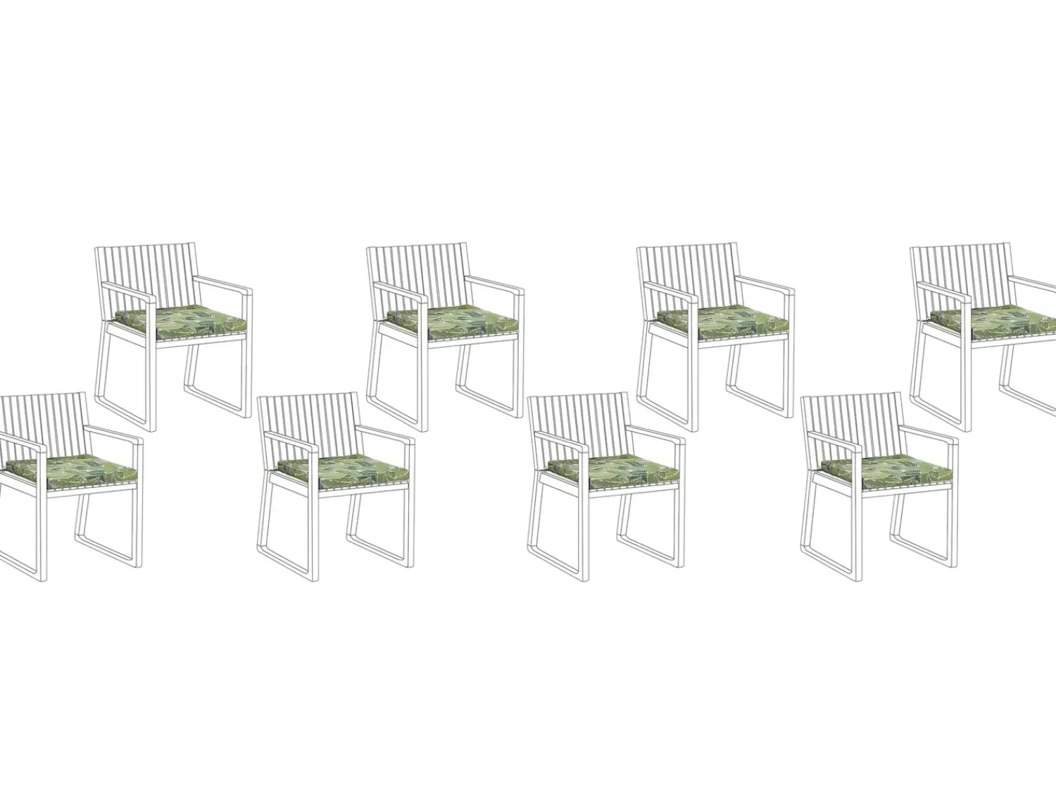Outlet Beliani Set di 8 cuscini per sedie SASSARI 46 x 46 cm Verde chiaro Beige Verde