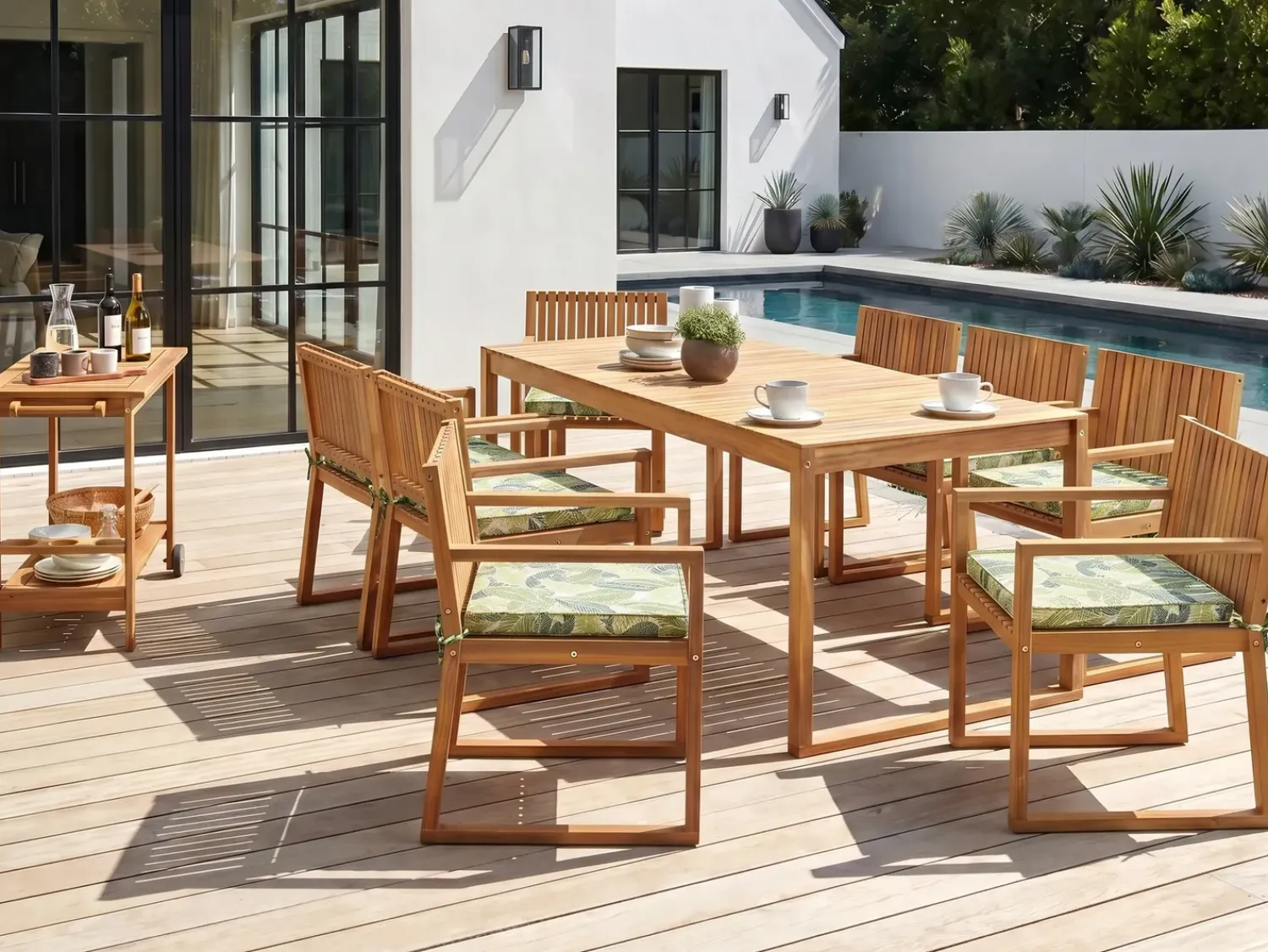 Outlet Beliani Set di 8 cuscini per sedie SASSARI 46 x 46 cm Verde chiaro Beige Verde