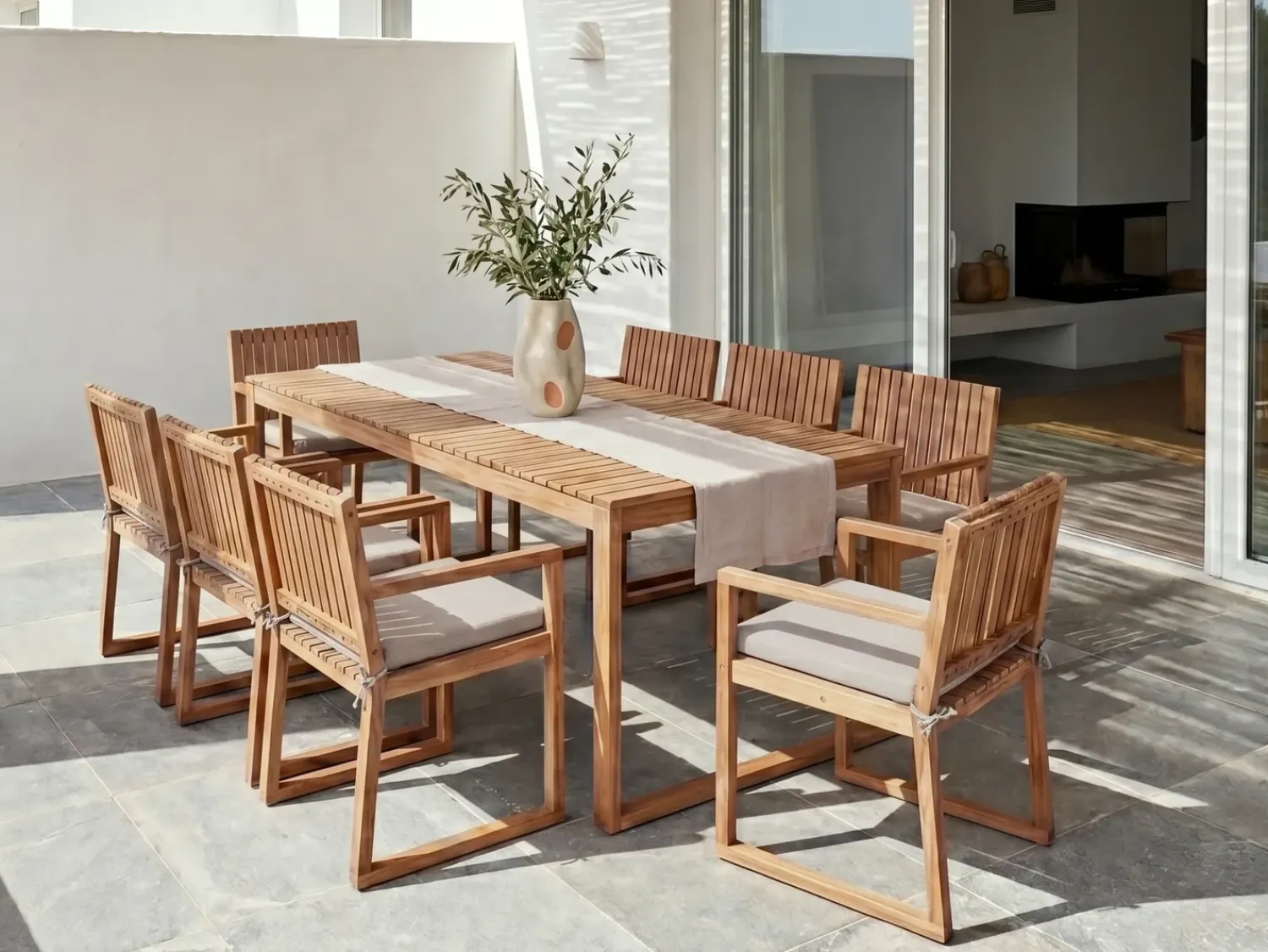 New Beliani Set di 8 cuscini per sedie SASSARI PREMIUM 46 x 46 cm Tortora Beige