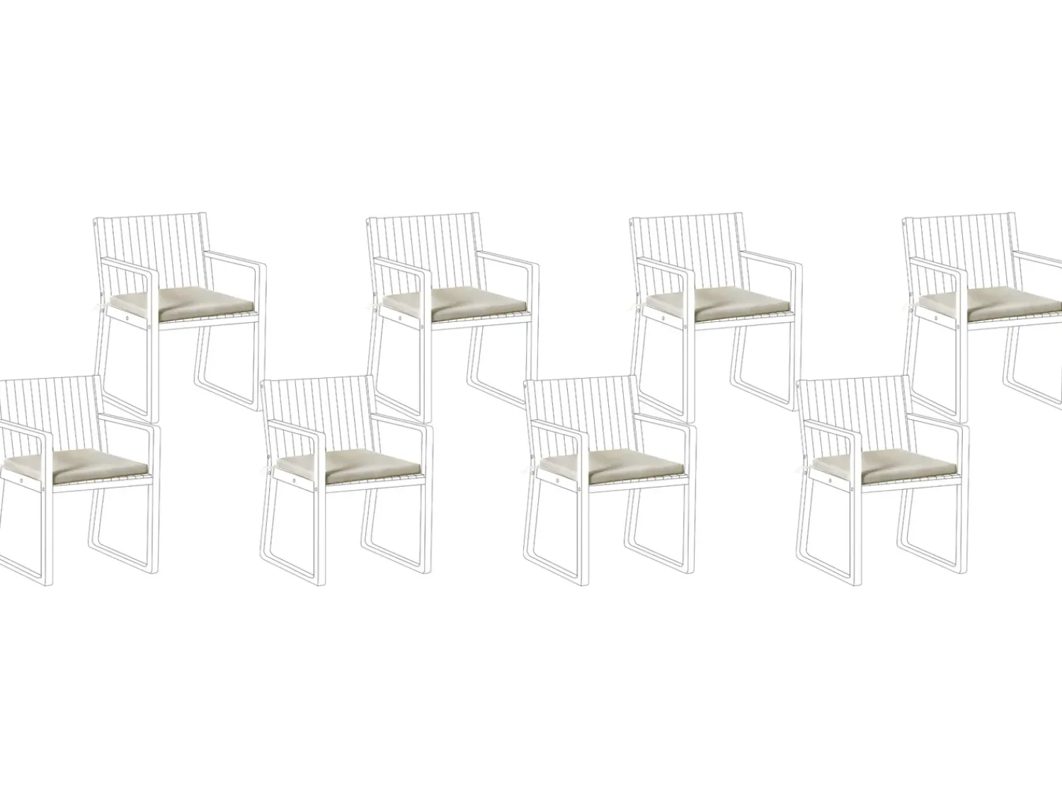 New Beliani Set di 8 cuscini per sedie SASSARI PREMIUM 46 x 46 cm Tortora Beige