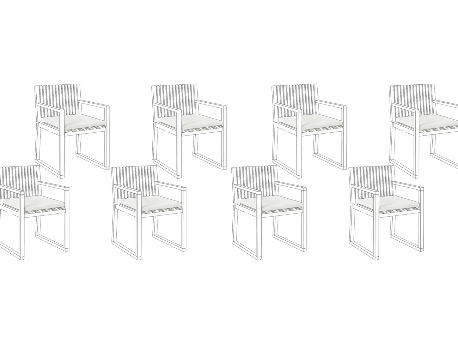 Discount Beliani Set di 8 cuscini per sedie SASSARI PREMIUM 46 x 46 cm sporco Bianco