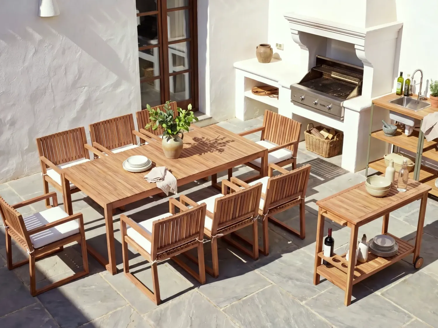Discount Beliani Set di 8 cuscini per sedie SASSARI PREMIUM 46 x 46 cm sporco Bianco