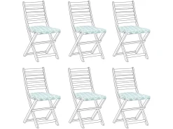 Best Beliani Set di 6 cuscini per sedie TOLVE 39 x 31 cm Verde menta Bianco Verde