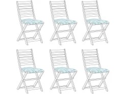Beliani Set di 6 cuscini per sedie TOLVE 39 x 31 cm Azzurro Bianco Blu