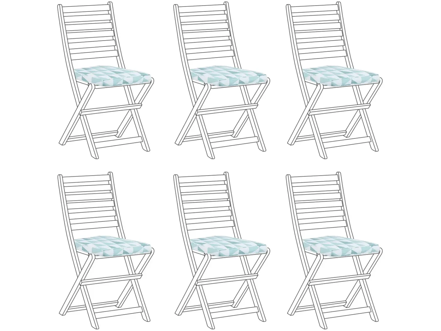 Beliani Set di 6 cuscini per sedie TOLVE 39 x 31 cm Azzurro Bianco Blu