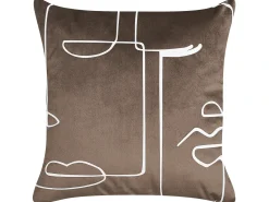 Outlet Beliani Set di 2 cuscini PHILODENDRON Velluto 45 x 45 cm Marrone Trama astratta Bianco Marrone