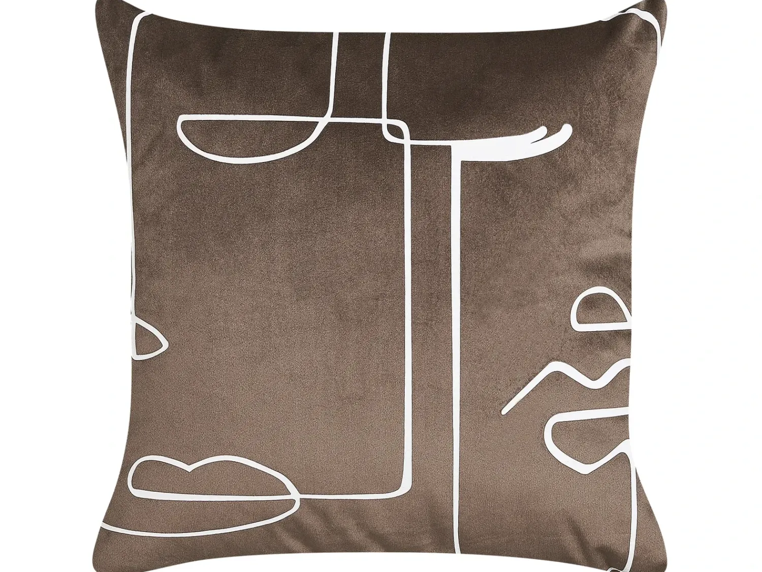Outlet Beliani Set di 2 cuscini PHILODENDRON Velluto 45 x 45 cm Marrone Trama astratta Bianco Marrone
