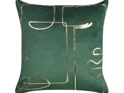 Discount Beliani Set di 2 cuscini PHILODENDRON Velluto 45 x 45 cm Verde smeraldo Trama astratta Oro Verde