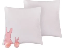 New Beliani Set di 2 cuscini PHLOX Cotone 45 x 45 cm Bianco Bianco Rosa