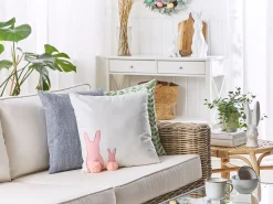 New Beliani Set di 2 cuscini PHLOX Cotone 45 x 45 cm Bianco Bianco Rosa