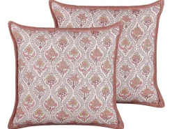 Discount Beliani Set di 2 cuscini PICEA Velluto 45 x 45 cm Rosso Trama floreale Bianco Rosso