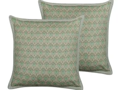 Discount Beliani Set di 2 cuscini PICTUS Velluto 45 x 45 cm Trama di piante Verde