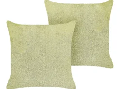 New Beliani Set di 2 cuscini PILEA Finta pelliccia 45 x 45 cm chiaro Tinta unita Verde