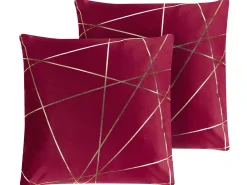 Sale Beliani Set di 2 cuscini PINUS Velluto 45 x 45 cm Rosso Trama geometrica Rosso Oro