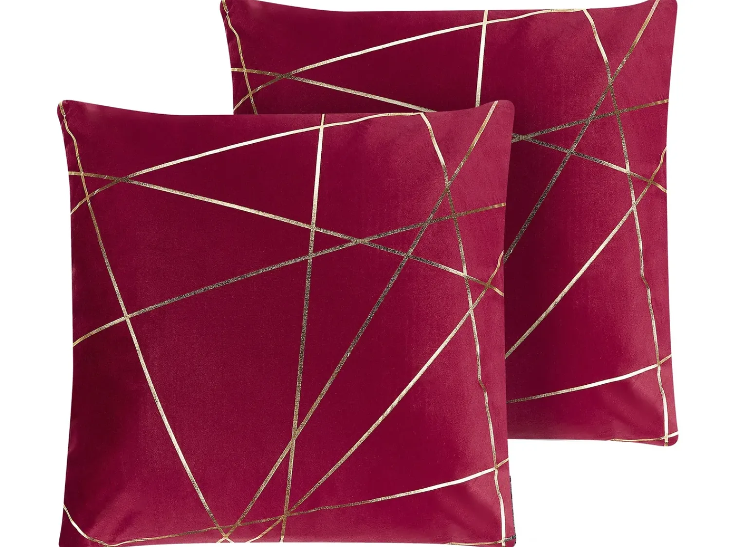 Sale Beliani Set di 2 cuscini PINUS Velluto 45 x 45 cm Rosso Trama geometrica Rosso Oro