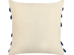 Online Beliani Set di 2 cuscini PLEIONE Cotone 45 x 45 cm Blu marino Trama geometrica Beige Blu