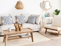 Online Beliani Set di 2 cuscini PLEIONE Cotone 45 x 45 cm Blu marino Trama geometrica Beige Blu
