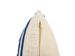 Online Beliani Set di 2 cuscini PLEIONE Cotone 45 x 45 cm Blu marino Trama geometrica Beige Blu