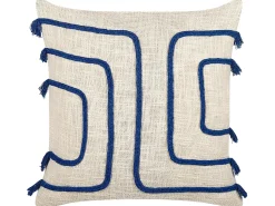 Online Beliani Set di 2 cuscini PLEIONE Cotone 45 x 45 cm Blu marino Trama geometrica Beige Blu