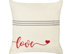 Best Beliani Set di 2 cuscini PLUMERIA Cotone 45 x 45 cm Beige Scritta Beige Grigio Rosso