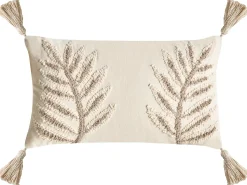 Hot Beliani Set di 2 cuscini POMETIA Cotone 30 x 50 cm Trama floreale Beige