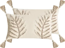 Hot Beliani Set di 2 cuscini POMETIA Cotone 30 x 50 cm Trama floreale Beige
