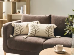 Hot Beliani Set di 2 cuscini POMETIA Cotone 30 x 50 cm Trama floreale Beige