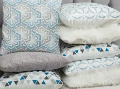 Sale Beliani Set di 2 cuscini PRIMROSE 45 x 45 cm Azzurro Trama Ikat Bianco Blu Grigio Multicolore